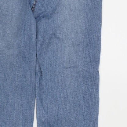 NEXT Womens Blue Cotton Blend Straight Jeans Size 12 L28 in Regular Zip