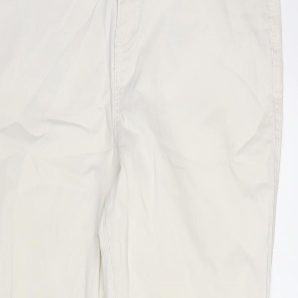 F&F Womens Ivory Cotton Straight Jeans Size 12 L27 in Regular Zip