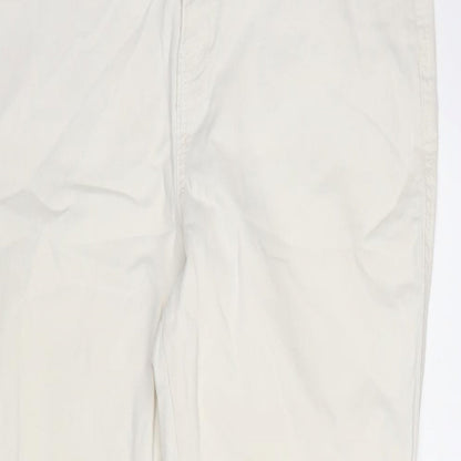 F&F Womens Ivory Cotton Straight Jeans Size 12 L27 in Regular Zip