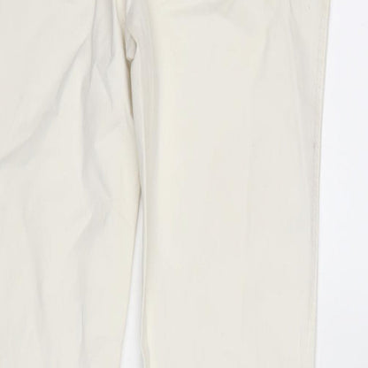 F&F Womens Ivory Cotton Straight Jeans Size 12 L27 in Regular Zip