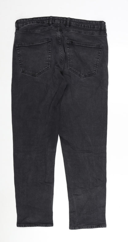 Baukjen Mens Grey Cotton Blend Straight Jeans Size 29 in L26 in Regular Zip