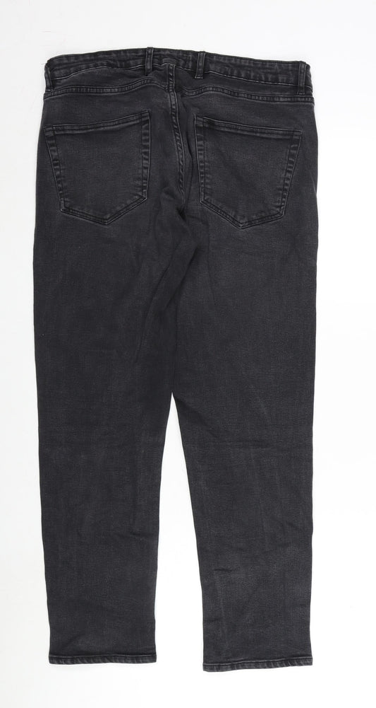 Baukjen Mens Grey Cotton Blend Straight Jeans Size 29 in L26 in Regular Zip