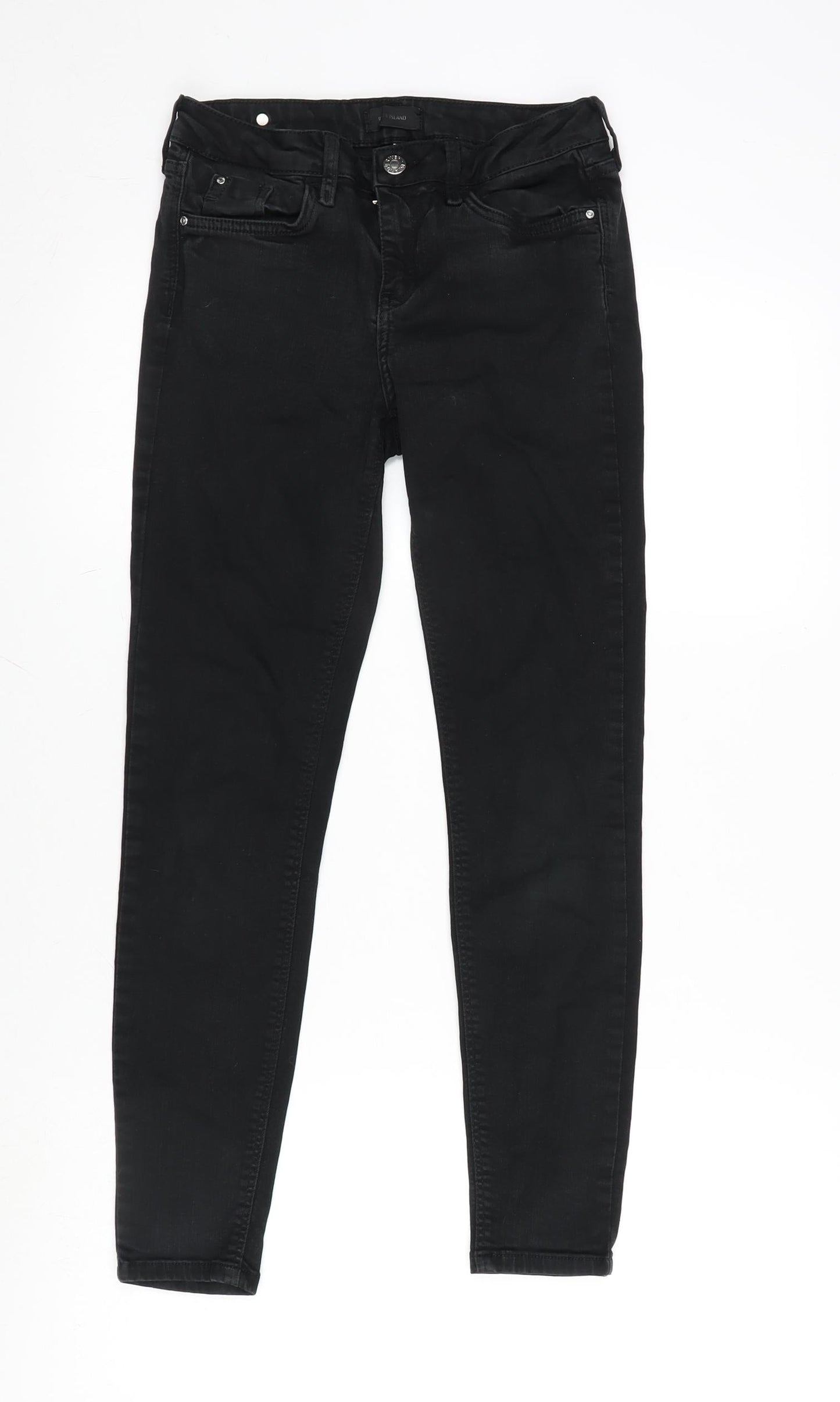 River Island Womens Black Cotton Blend Straight Jeans Size 8 L25 in Regular