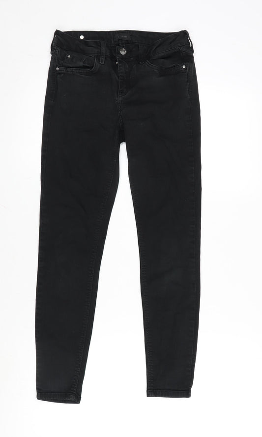 River Island Womens Black Cotton Blend Straight Jeans Size 8 L25 in Regular