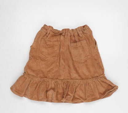 Matalan Girls Orange Cotton Flare Skirt Size 11 Years Regular Button
