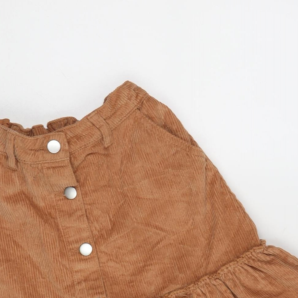 Matalan Girls Orange Cotton Flare Skirt Size 11 Years Regular Button