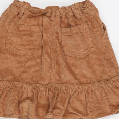 Matalan Girls Orange Cotton Flare Skirt Size 11 Years Regular Button