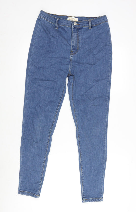 Dont think Twice Womens Blue Cotton Tapered Jeans Size 12 L28 in Regular Zip