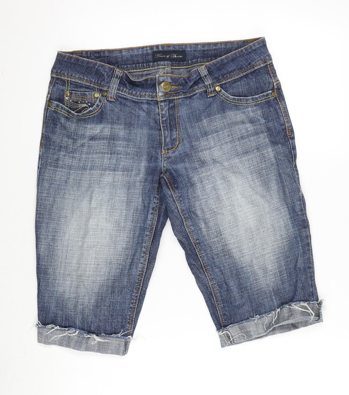 House of Denim Womens Blue Cotton Blend Cropped Jeans Size 34 in Regular Zip