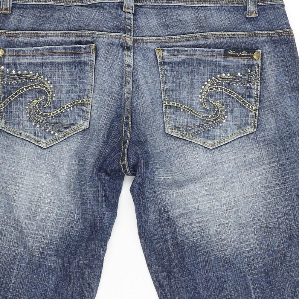 House of Denim Womens Blue Cotton Blend Cropped Jeans Size 34 in Regular Zip