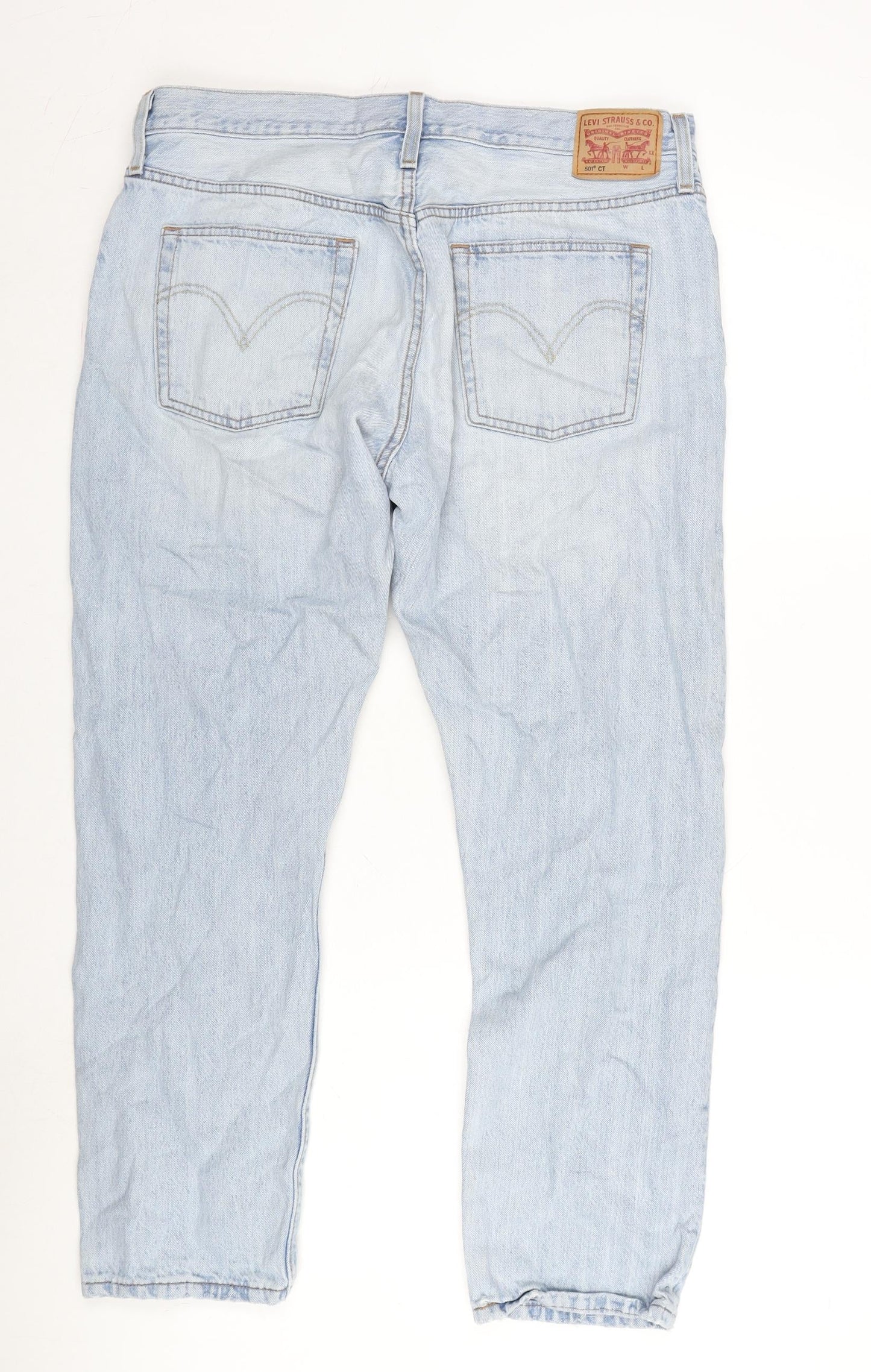 Levi's Mens Blue Cotton Straight Jeans Size 31 in L32 in Regular Button - 501