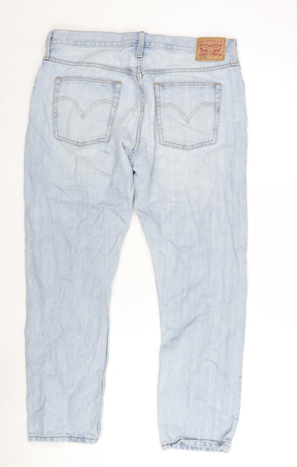 Levi's Mens Blue Cotton Straight Jeans Size 31 in L32 in Regular Button - 501