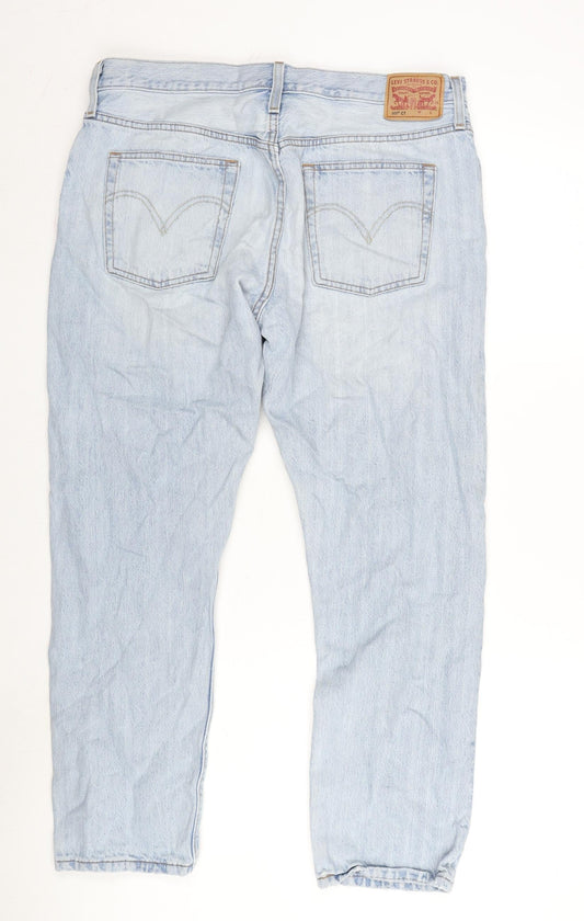 Levi's Mens Blue Cotton Straight Jeans Size 31 in L32 in Regular Button - 501