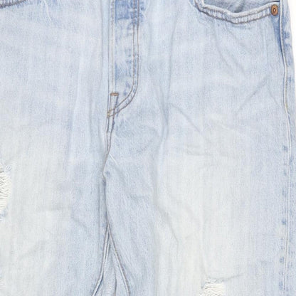 Levi's Mens Blue Cotton Straight Jeans Size 31 in L32 in Regular Button - 501