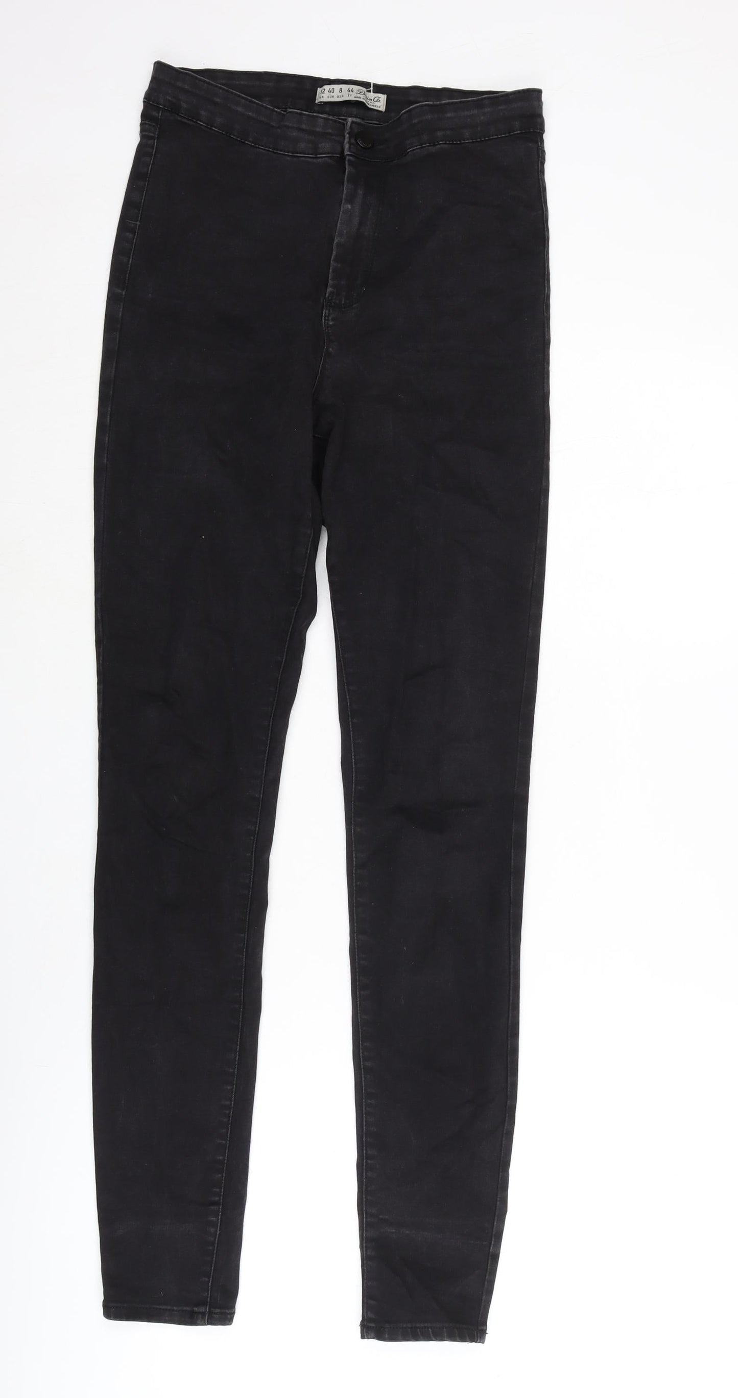 Denim & Co. Womens Black Cotton Blend Straight Jeans Size 12 L31 in Regular Zip