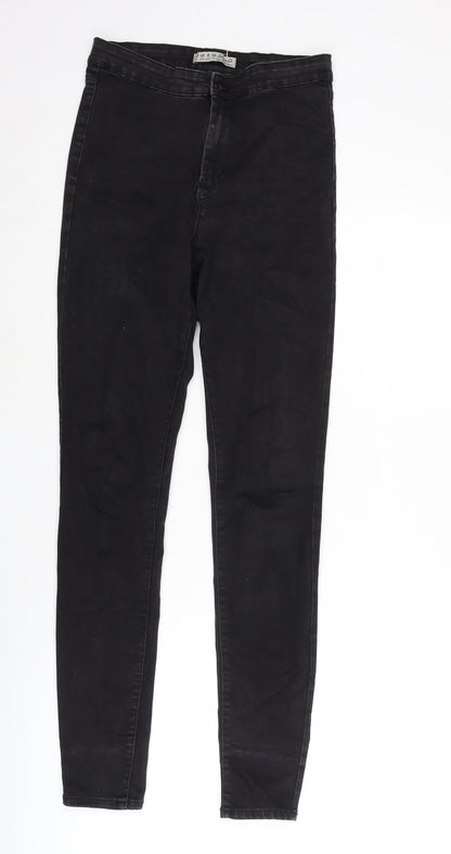 Denim & Co. Womens Black Cotton Blend Straight Jeans Size 12 L31 in Regular Zip