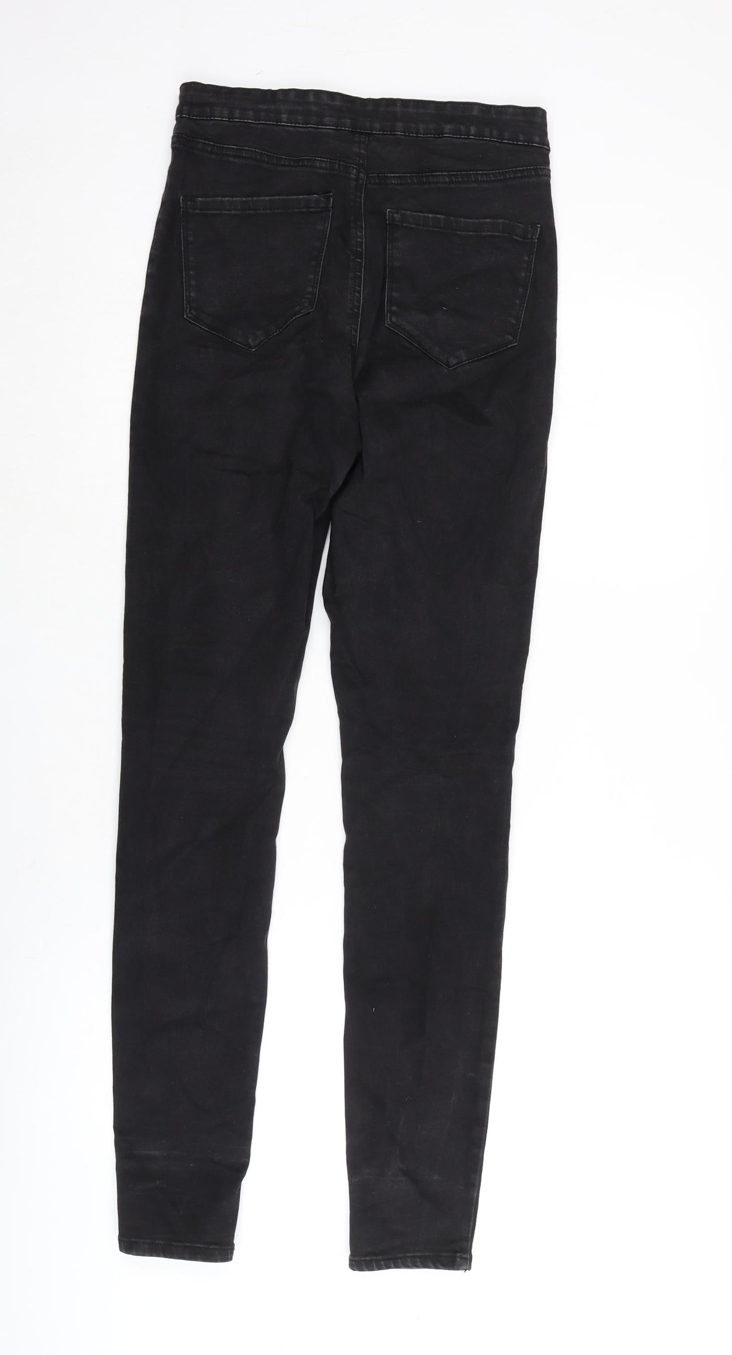 Denim & Co. Womens Black Cotton Blend Straight Jeans Size 12 L31 in Regular Zip