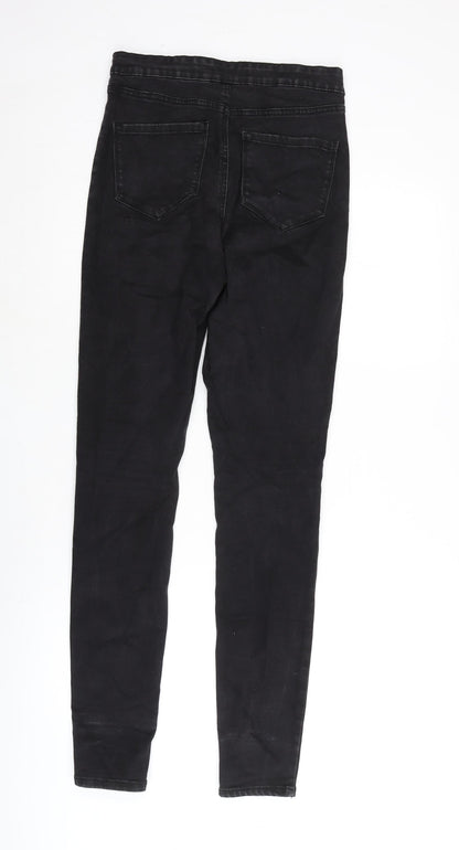 Denim & Co. Womens Black Cotton Blend Straight Jeans Size 12 L31 in Regular Zip