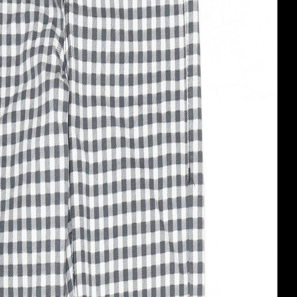 Topshop Womens Grey Check Cotton Blend Straight Jeans Size 26 in L27 in Regular Zip