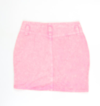 Nasty Gal Womens Pink Cotton Bandage Skirt Size 8 Zip