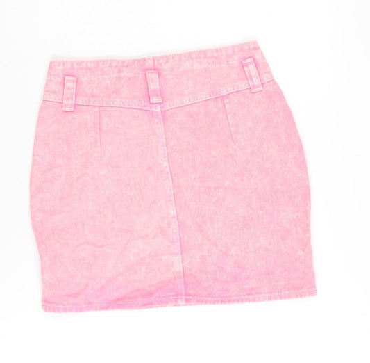 Nasty Gal Womens Pink Cotton Bandage Skirt Size 8 Zip