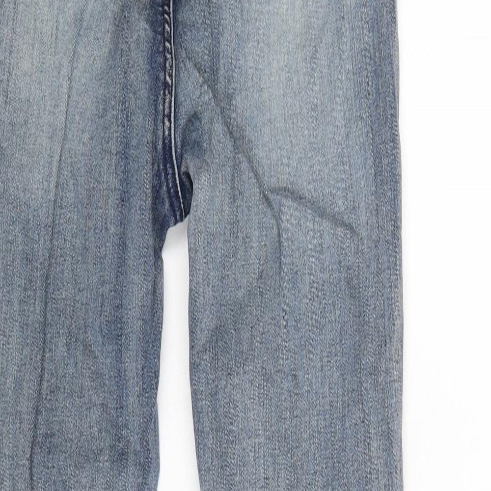 Missguided Womens Blue Cotton Blend Straight Jeans Size 8 L26 in Regular Zip