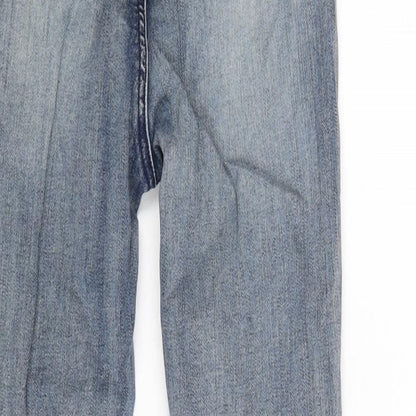 Missguided Womens Blue Cotton Blend Straight Jeans Size 8 L26 in Regular Zip