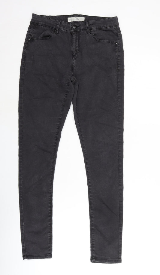 Topshop Womens Grey Cotton Blend Straight Jeans Size 30 in L32 in Regular Zip