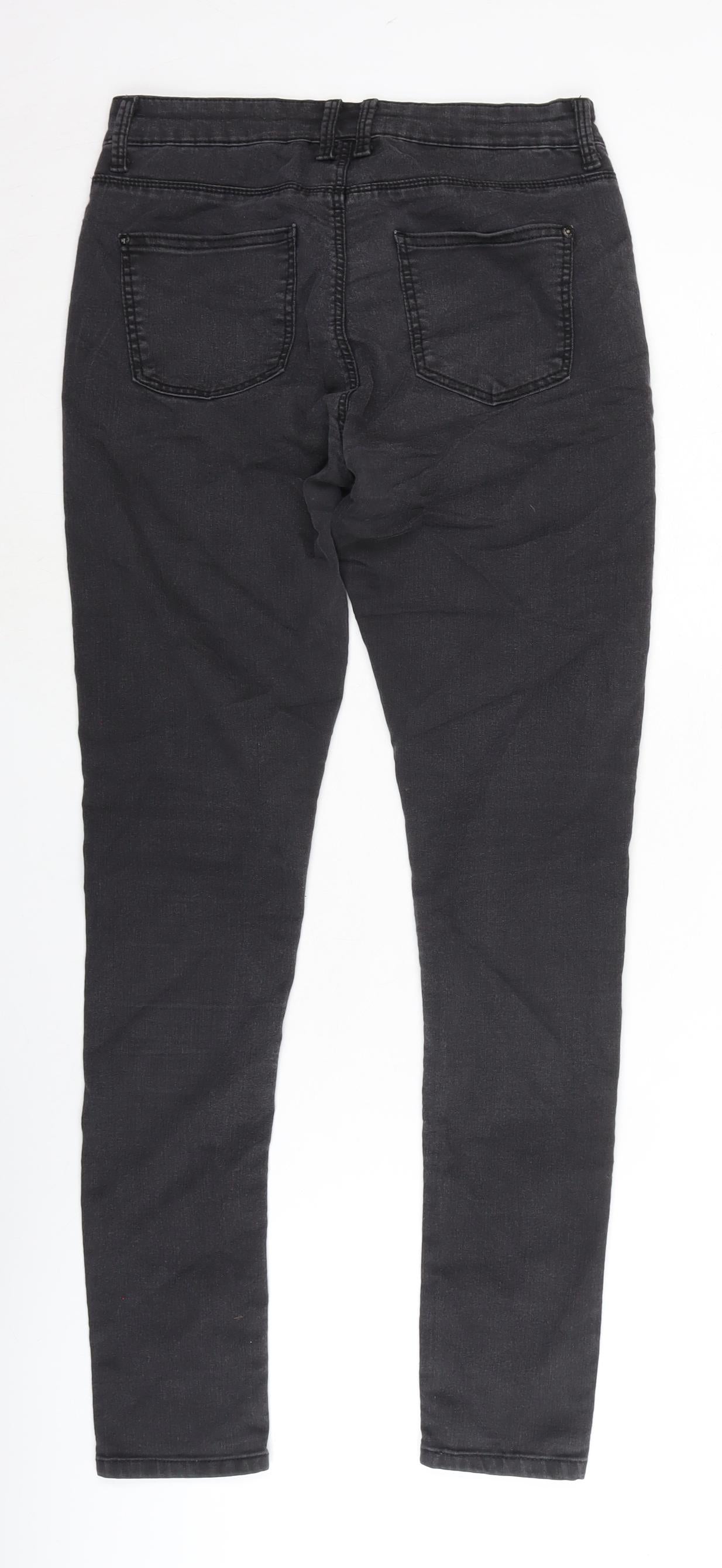 Topshop Womens Grey Cotton Blend Straight Jeans Size 30 in L32 in Regular Zip