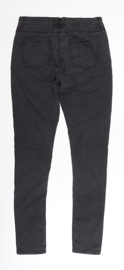 Topshop Womens Grey Cotton Blend Straight Jeans Size 30 in L32 in Regular Zip