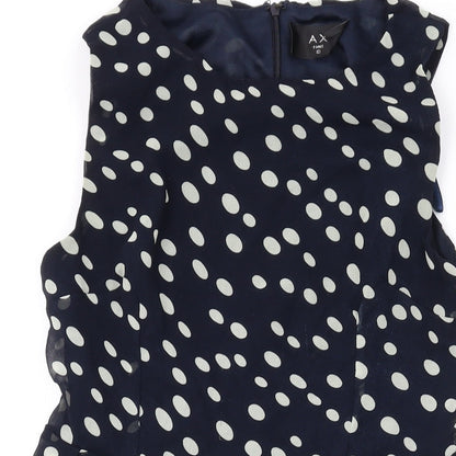 AX Paris Womens Black Polka Dot Polyester Skater Dress Size 10 Round Neck Zip