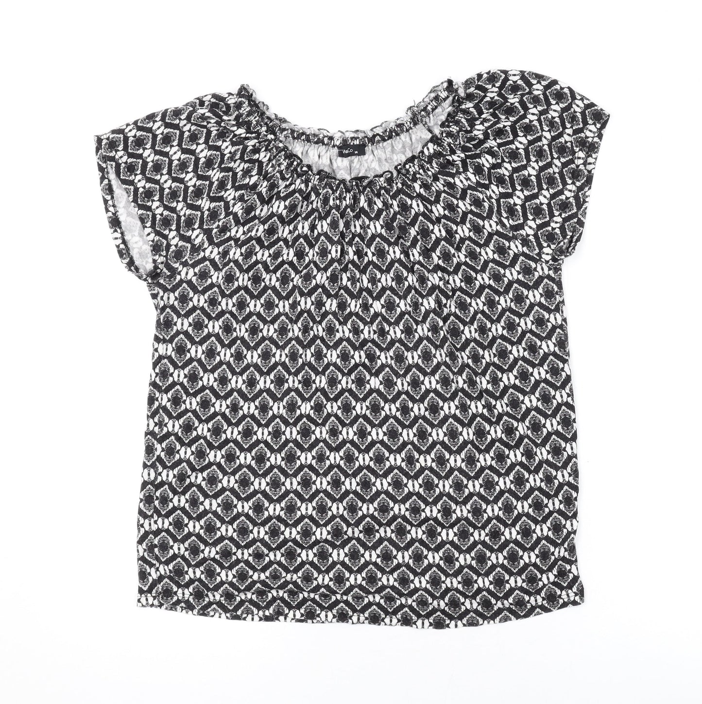 Womens UK Size 14 M&Co Black Basic Blouse