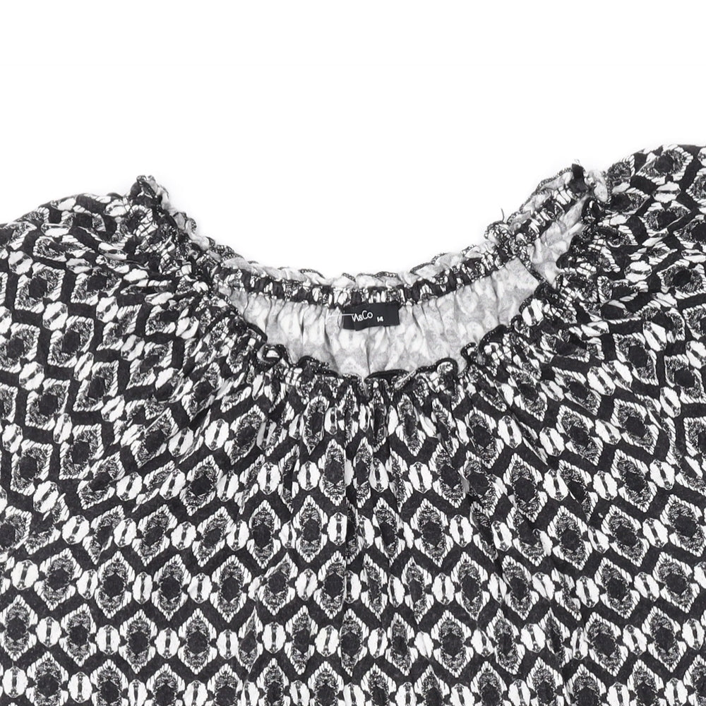 Womens UK Size 14 M&Co Black Basic Blouse