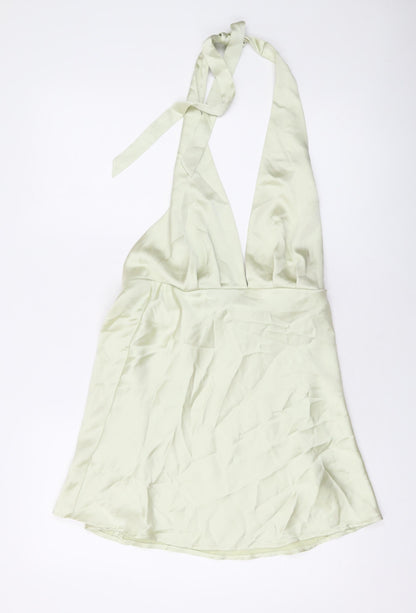Zara Womens Green Polyester Mini Size M Halter Zip