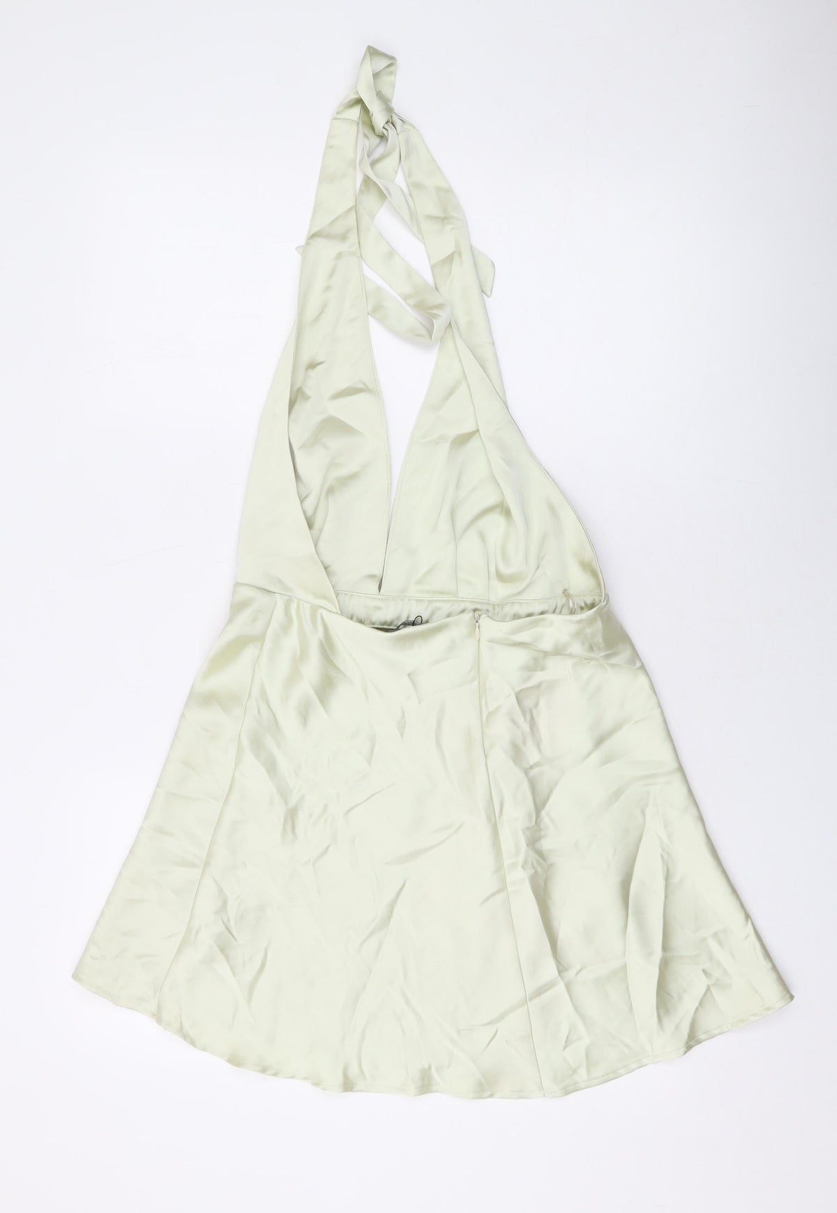 Zara Womens Green Polyester Mini Size M Halter Zip