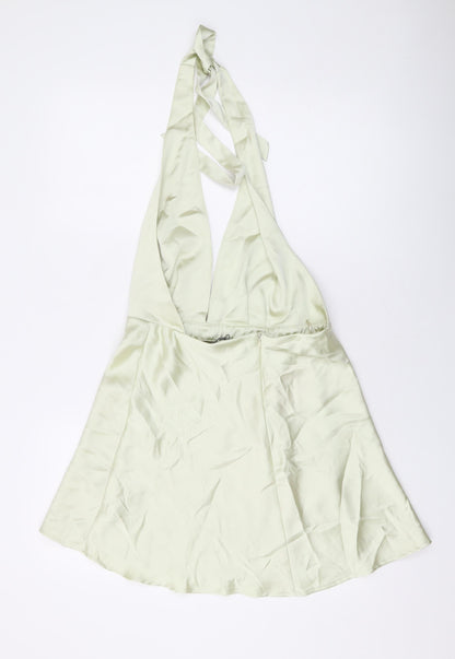 Zara Womens Green Polyester Mini Size M Halter Zip