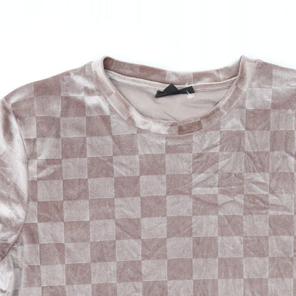 Icono Womens Pink Polyester Basic T-Shirt Size S Round Neck