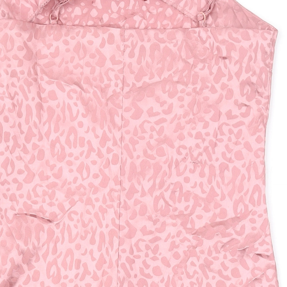Cotton:On Womens Pink Animal Print Polyester Mini Size XS Square Neck Zip