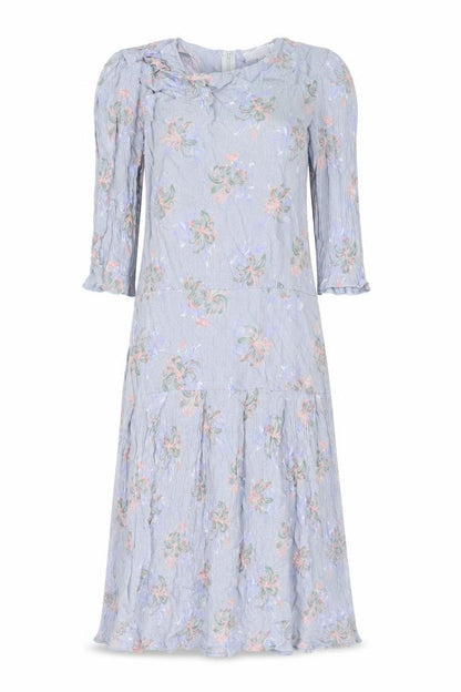 Something Special Womens Blue Floral Viscose A-Line Size 16 Round Neck Zip