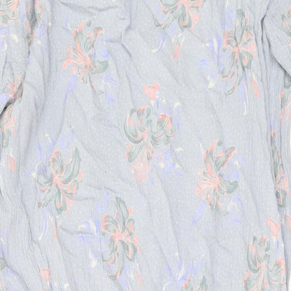 Something Special Womens Blue Floral Viscose A-Line Size 16 Round Neck Zip