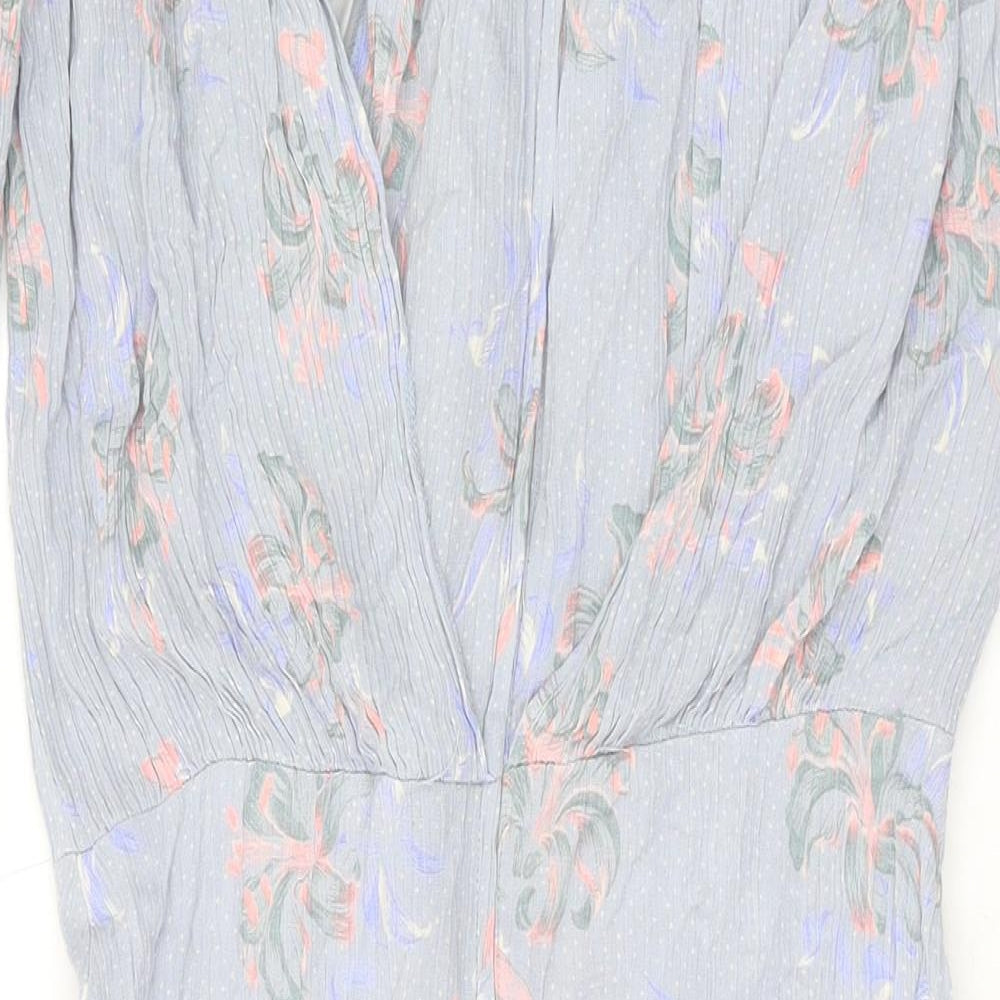 Something Special Womens Blue Floral Viscose A-Line Size 16 Round Neck Zip
