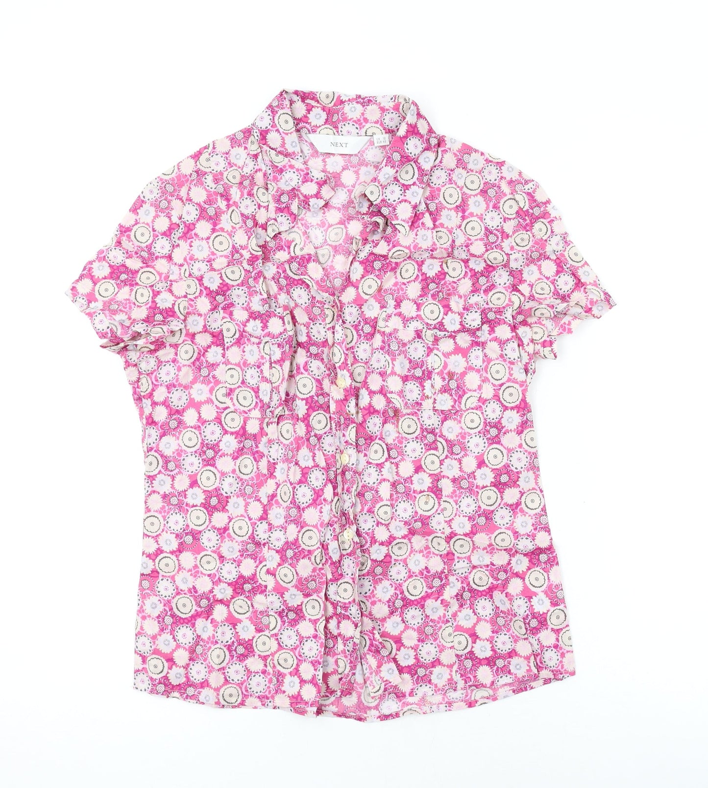 Womens UK Size 12 NEXT Pink Basic Button-Up