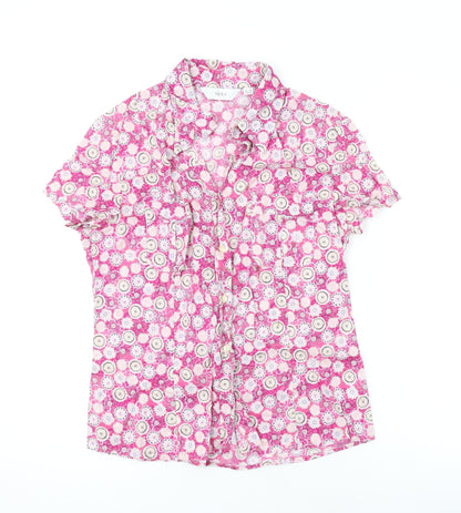 Womens UK Size 12 NEXT Pink Basic Button-Up