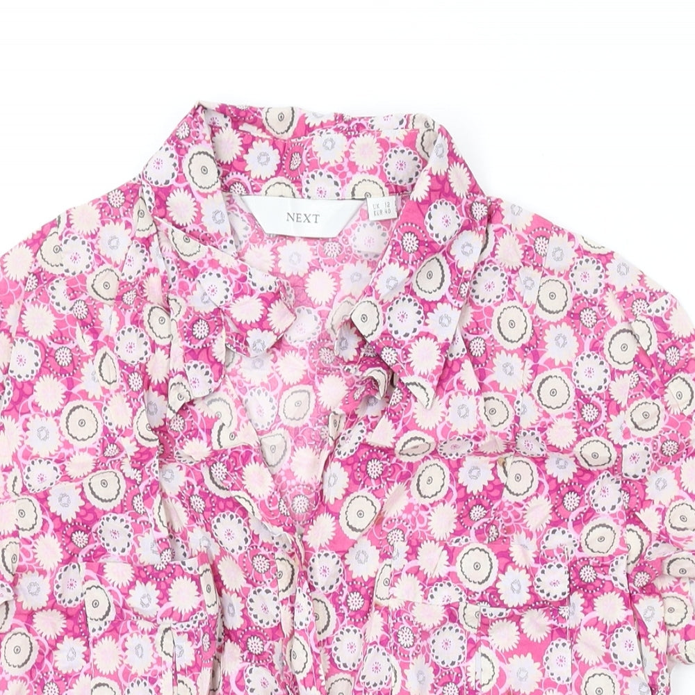 Womens UK Size 12 NEXT Pink Basic Button-Up