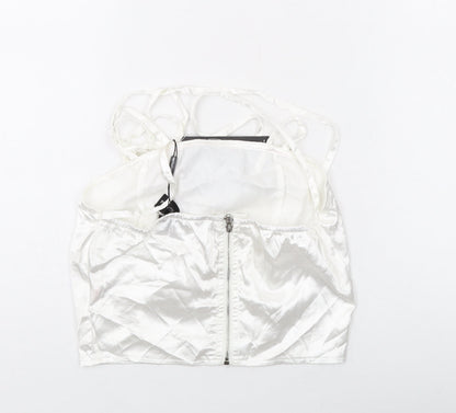 Womens UK Size 4 PRETTYLITTLETHING White Cropped Tank