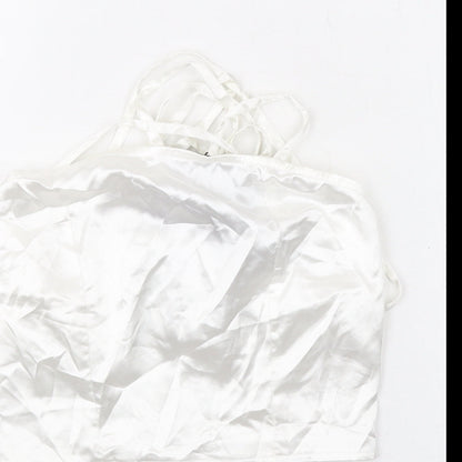 Womens UK Size 4 PRETTYLITTLETHING White Cropped Tank
