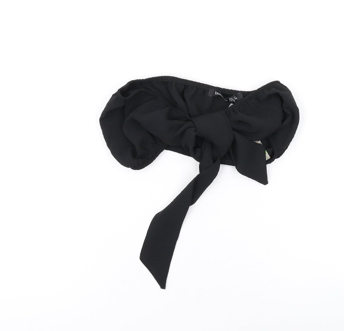 Boohoo Womens Black Polyester Cropped Tank Size 10 Off the Shoulder