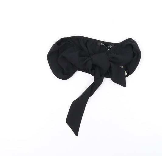 Boohoo Womens Black Polyester Cropped Tank Size 10 Off the Shoulder