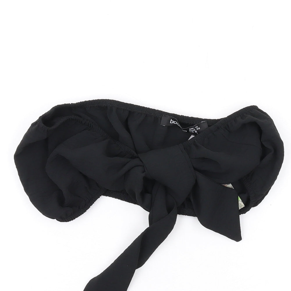 Boohoo Womens Black Polyester Cropped Tank Size 10 Off the Shoulder