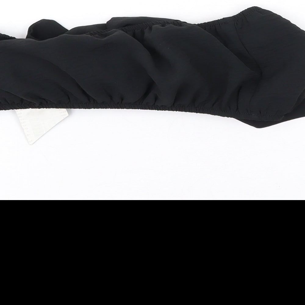 Boohoo Womens Black Polyester Cropped Tank Size 10 Off the Shoulder